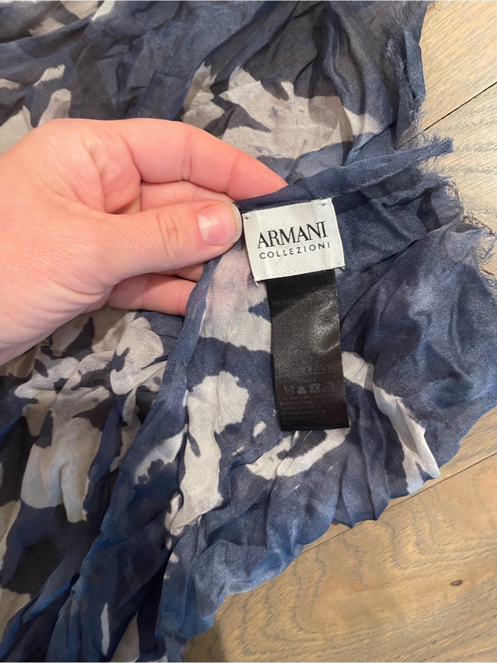 Armani Collezioni Navy & White Floral Logo Scarf